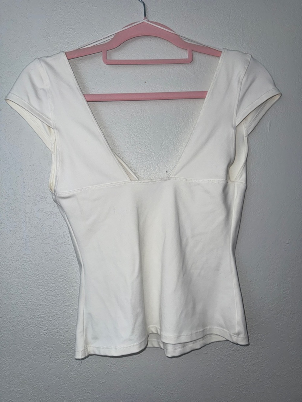 White V-Neck Cap Sleeve Top - Picture 5 of 5